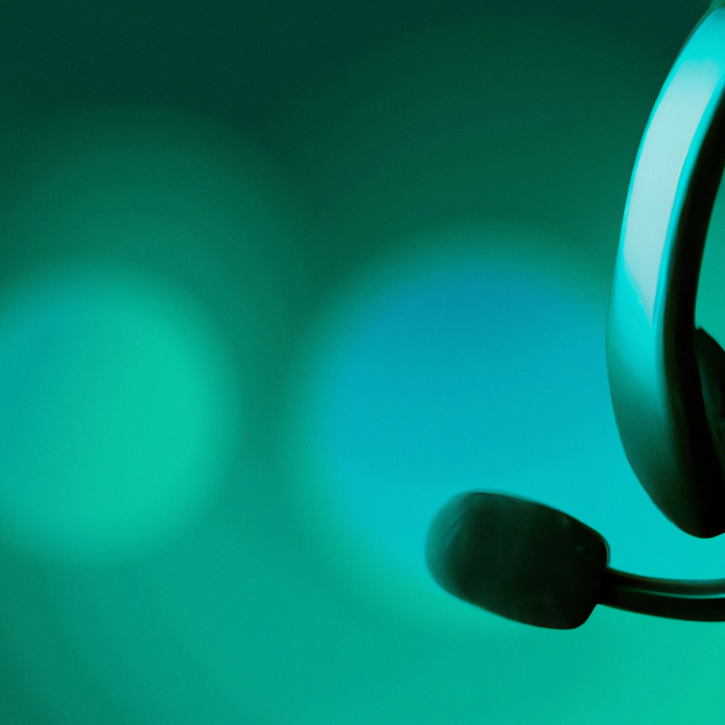 Abstract teal waves forming a headset silhouette, representing conversation and support